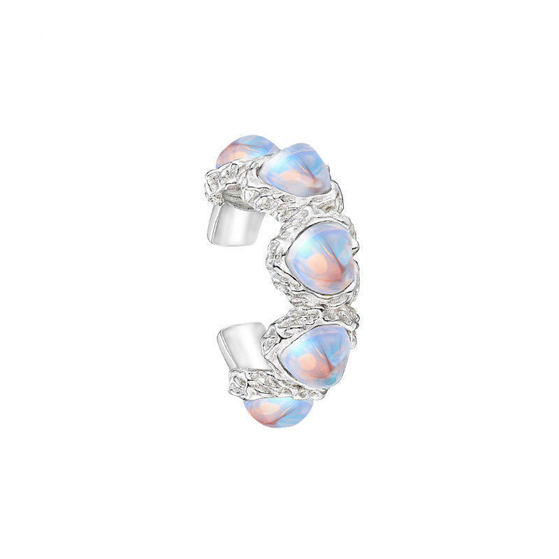 Moonlight Waltz Minority Silver Heart Earrings