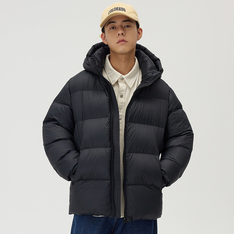 Thickened Couple Winter Windproof Coat Solid Color Hooded
