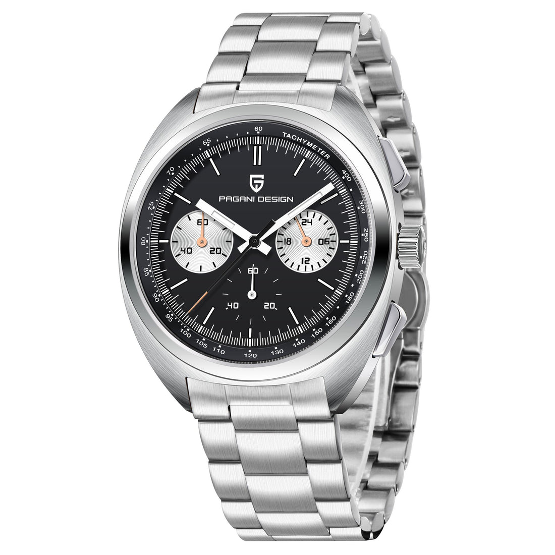 Panda Dial Men's Quartz Sport Chronograph Watch with Sapphire Glass