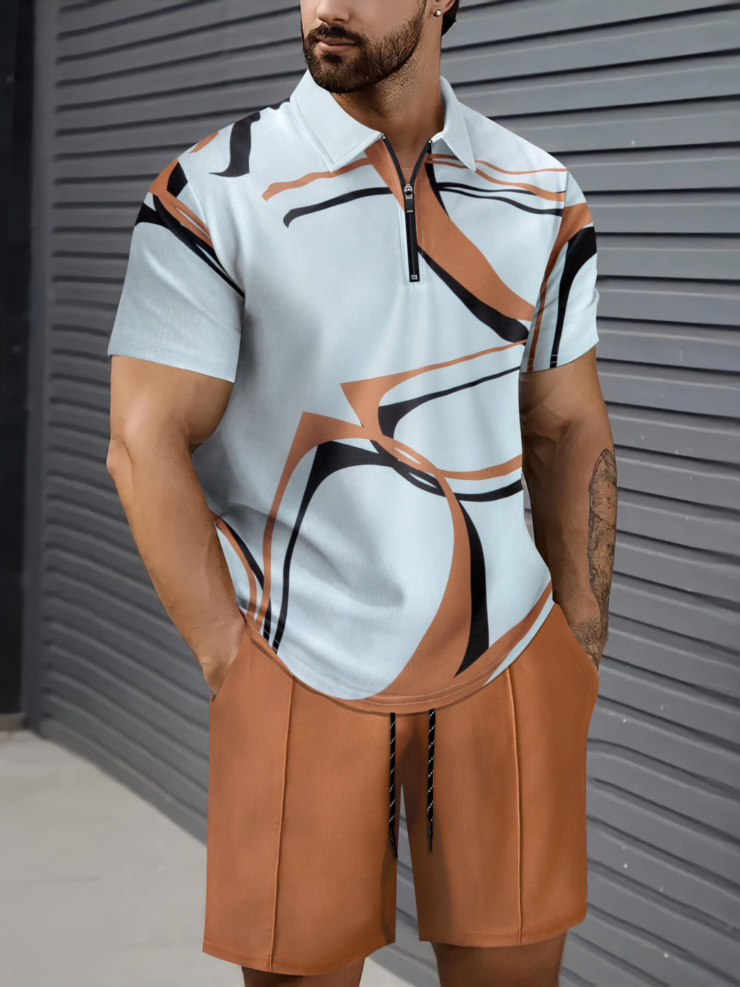 Short-sleeved Shorts Two-piece Sports And Leisure Men's Suit