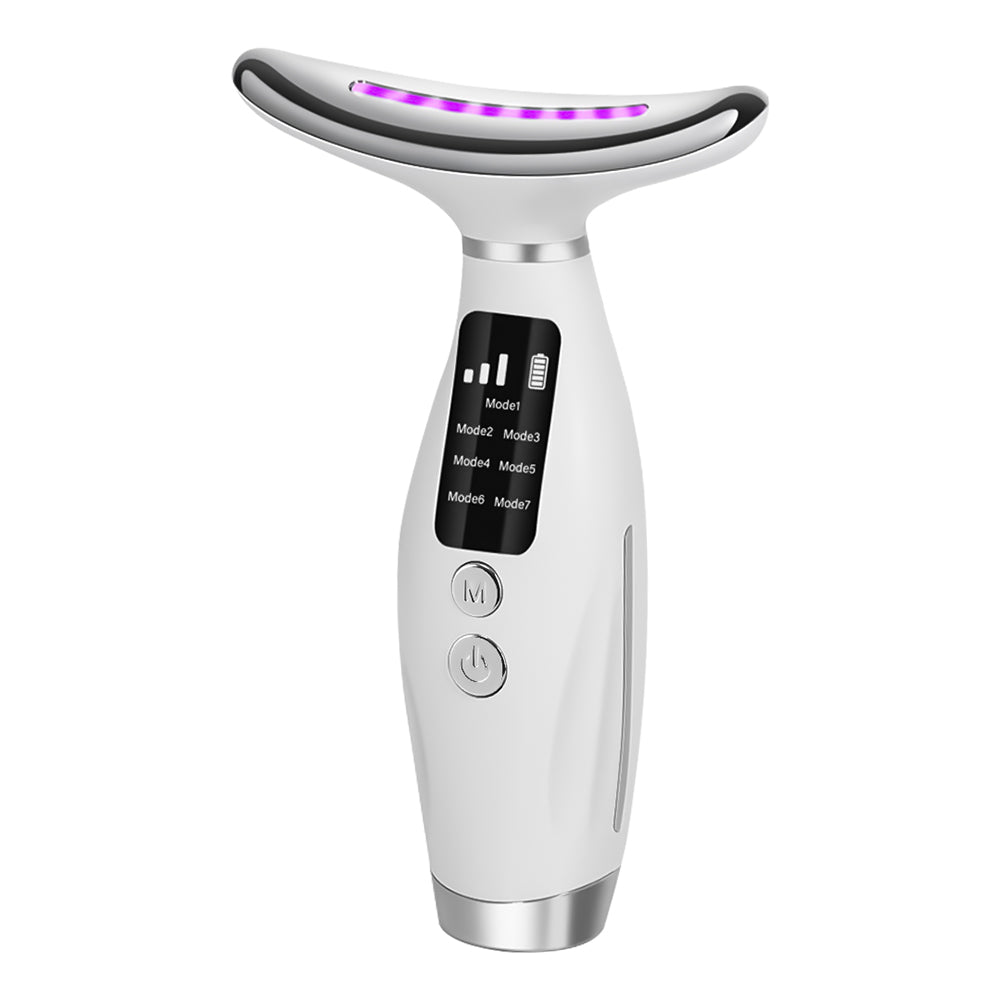 7 Colors LED Light Face and Neck Massager with Vibration – 7 Modes, 3 Intensity Levels