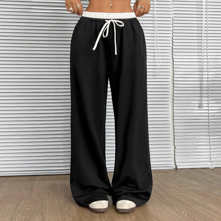 Straight Casual Pants Loose Elastic Waist Mop Trousers