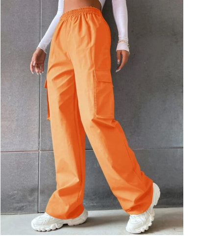 Beltless Trousers High Waist Wide Leg Straight