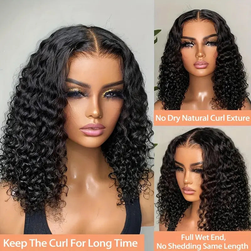 Front Lace Double Drawn Water Wave BOB Wig
