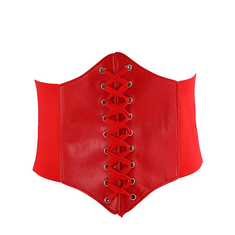Corset Body Shapewear High Waist Wide Faux Leather Belt