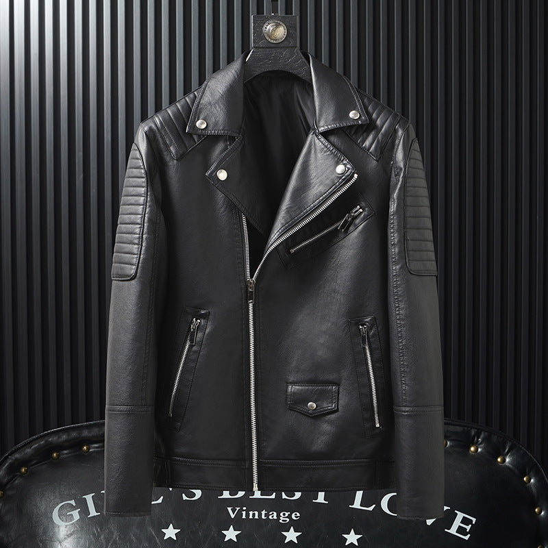 Spring And Autumn Slim-fitting Biker PU Leather Jacket