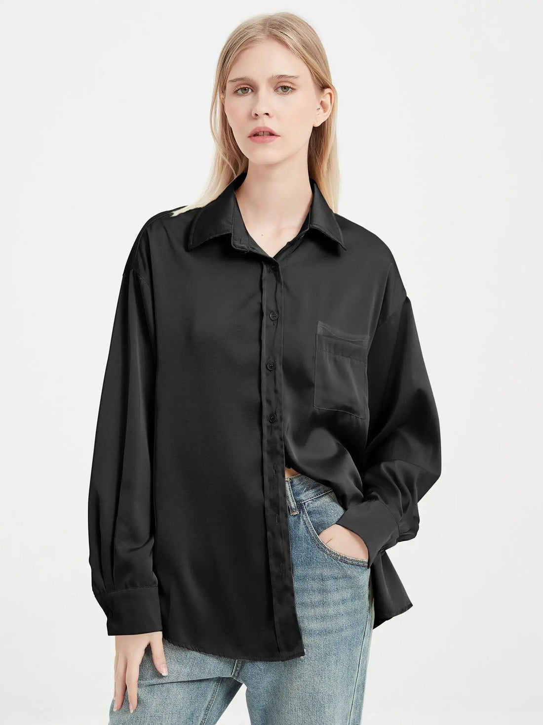 Elegant Satin Long Sleeve Blouse