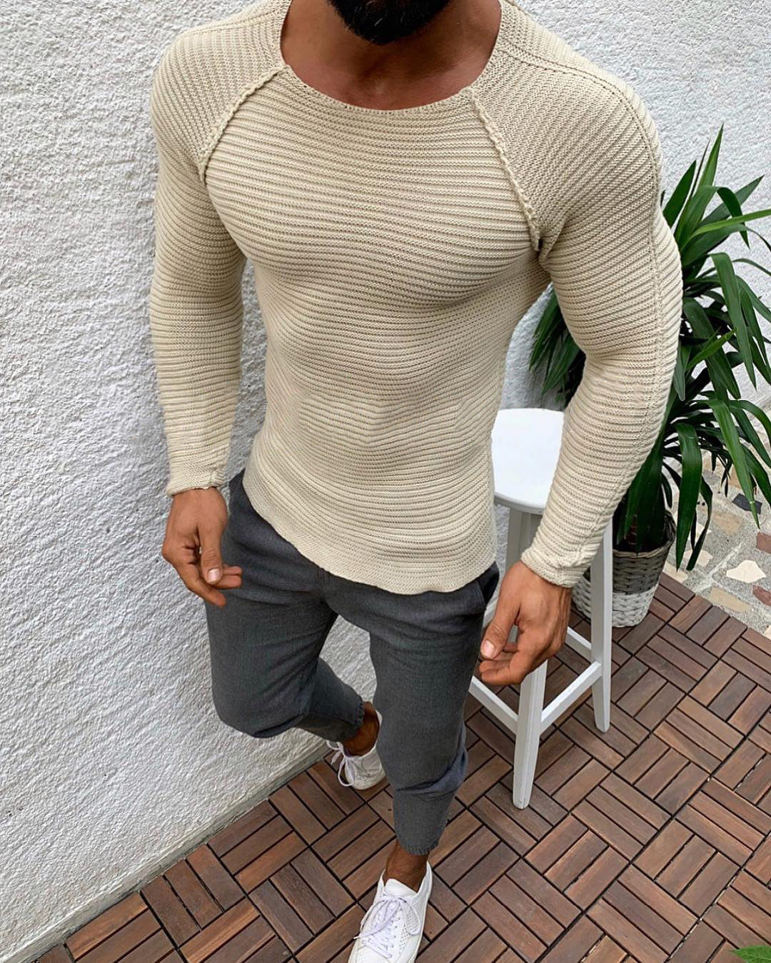Men's Slim-Fit Crew Neck Knit Sweater