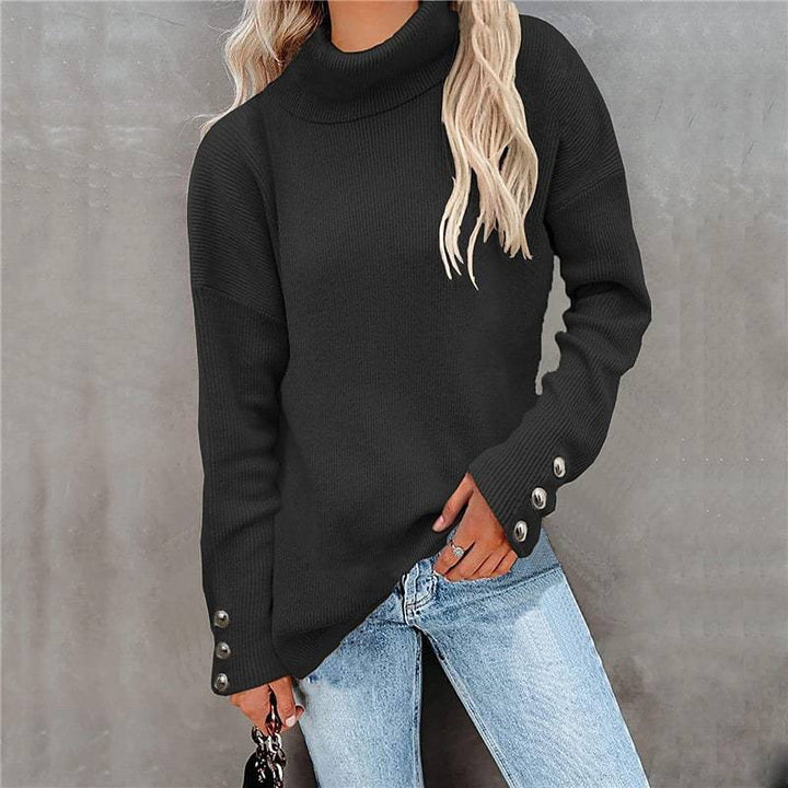 Striped High Head Loose Solid Color Sweater
