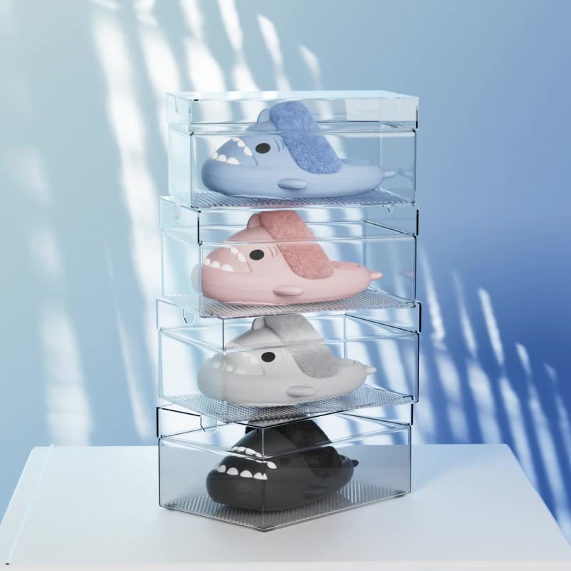 Fuzzy Shark Slippers with Removable Lining