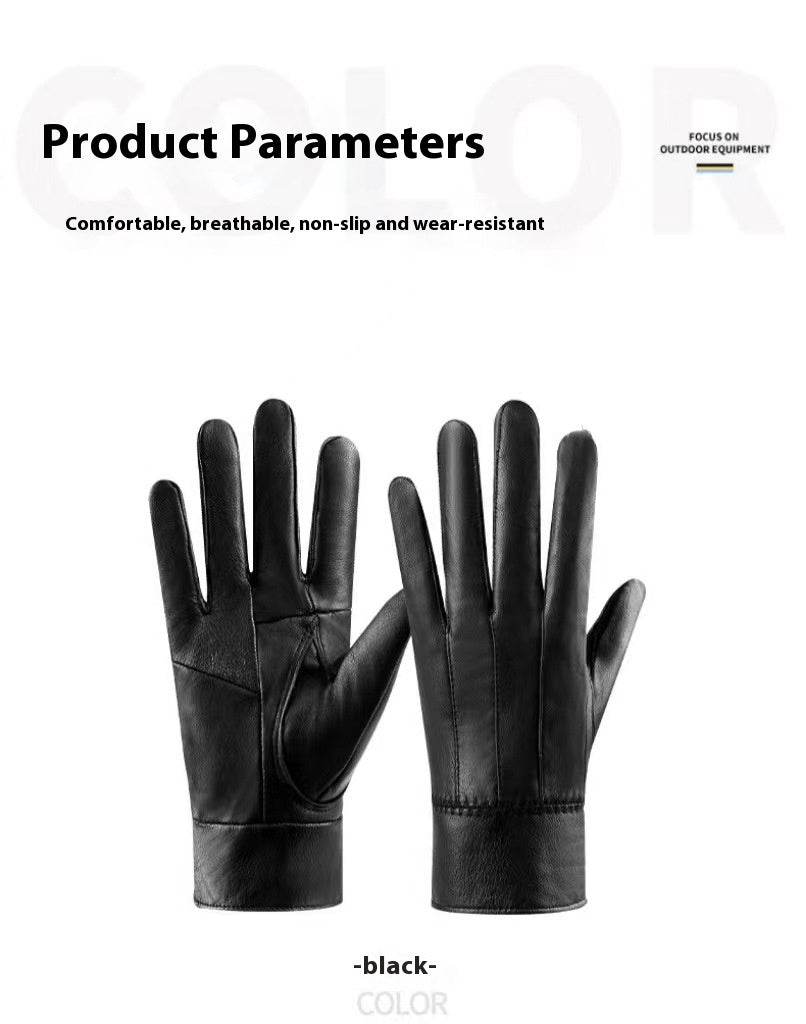 Fleece-Lined Sheepskin Leather Gloves