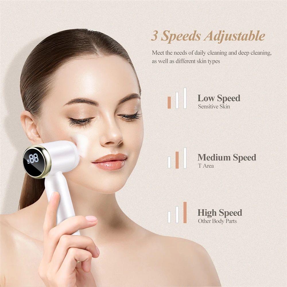 6-in-1 Ultrasonic Facial Cleanser: Electric Auto-Rotating & Waterproof Brush for Deep Pore Cleaning