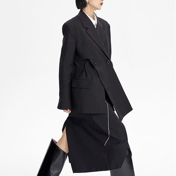 Irregular Cross Slit Blazer