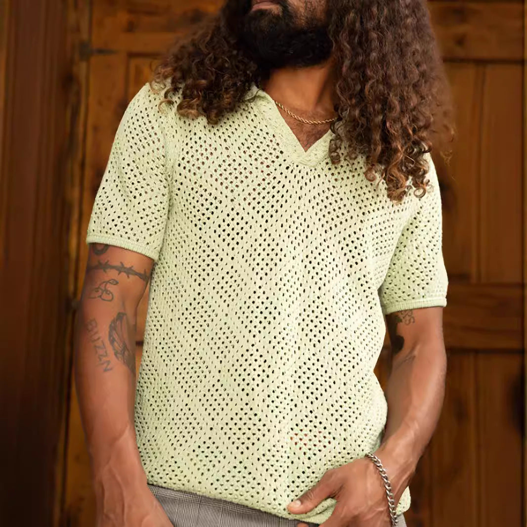 Men's Summer Knitted Short-sleeved Shirt