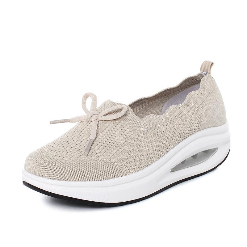 Spring Knit Mesh Breathable Slip-On Walking Shoes Women