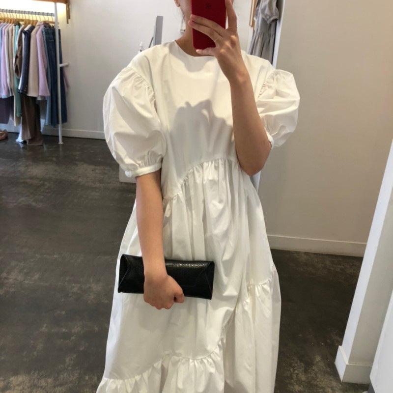Ragged Bubble Sleeve Dress