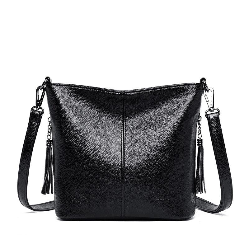 Women's Soft Leather Fashion Handbag with Tassel Design
