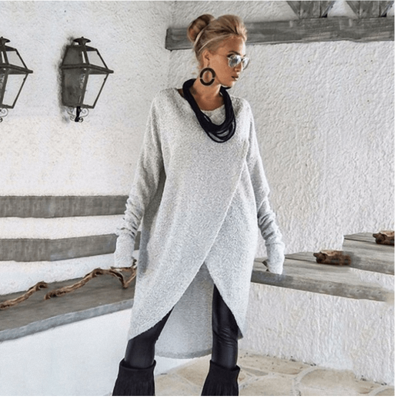 V-neck Irregular Loose Dress