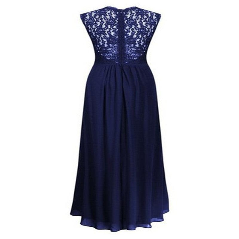 Lace Stitching Sleeveless Solid Color Dress