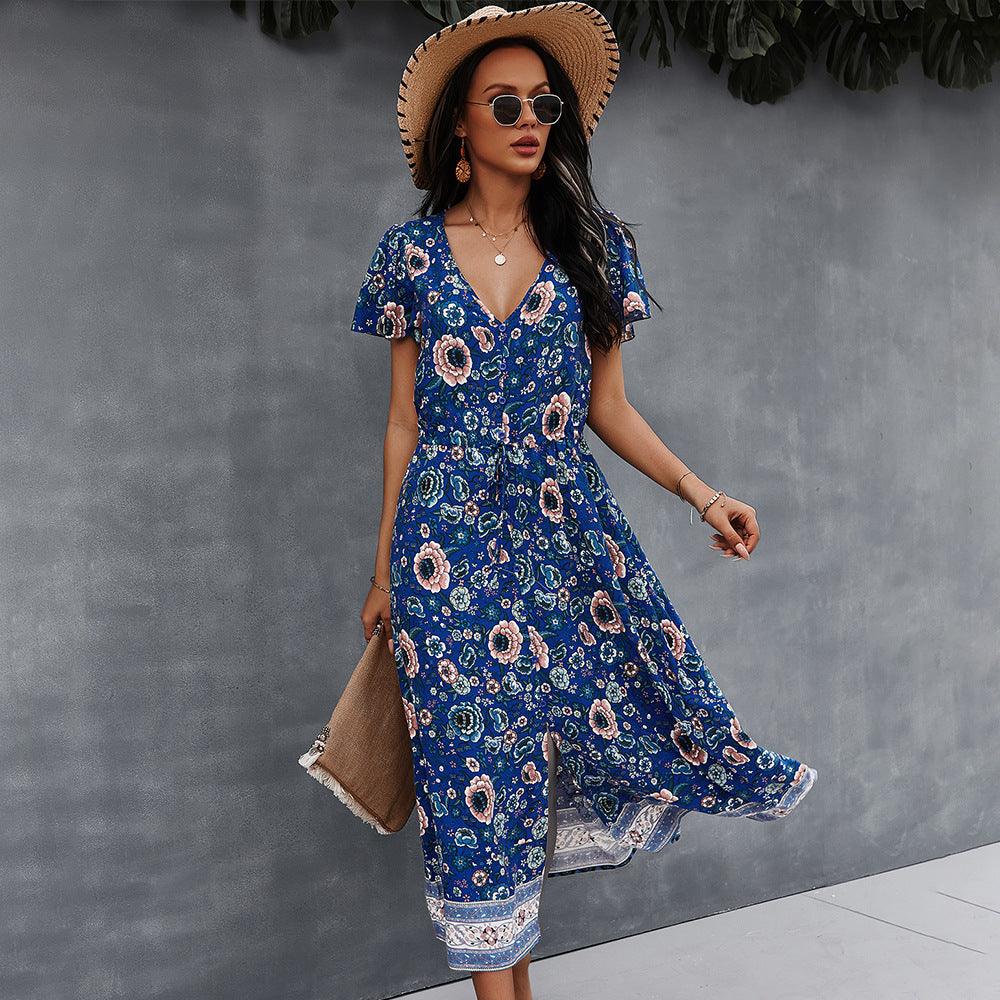 Fashion V-neck Sexy Print Dress