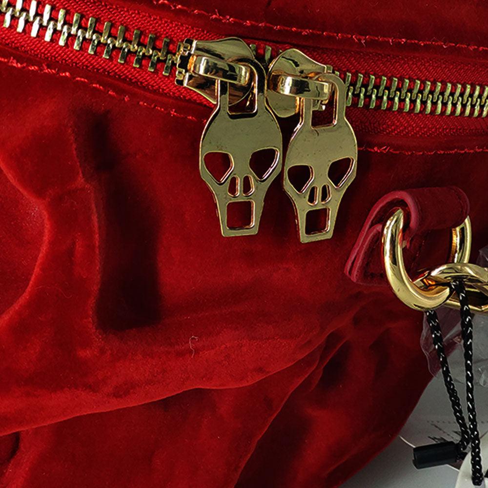Gothic Velvet Skull Bag 3D Black Zipper Purse Portable Shoulder Tote Goth Hand Bag Skull Bag Motorcycles Bag