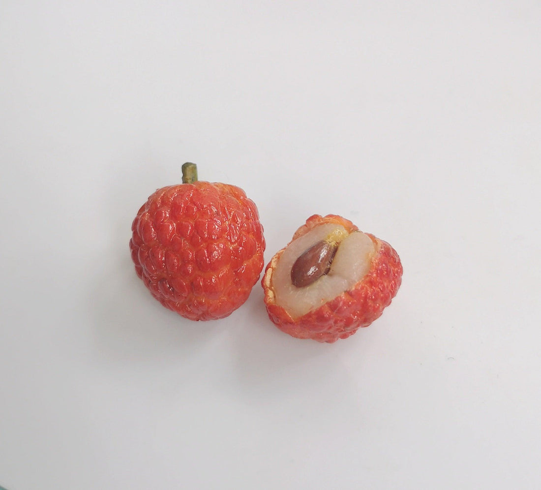 Original Soft Pottery Hand-made Litchi 925 Silver Earrings Asymmetric Summer Fruit Earrings