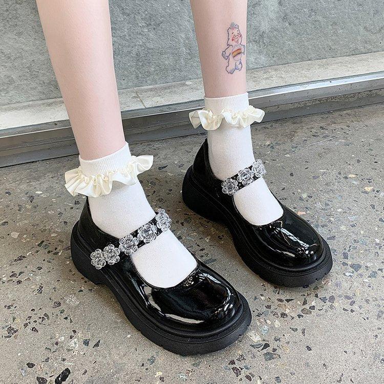 High Heels Thick Heel JK Uniform Big Toe Shoes Platform Small Leather Shoes Women