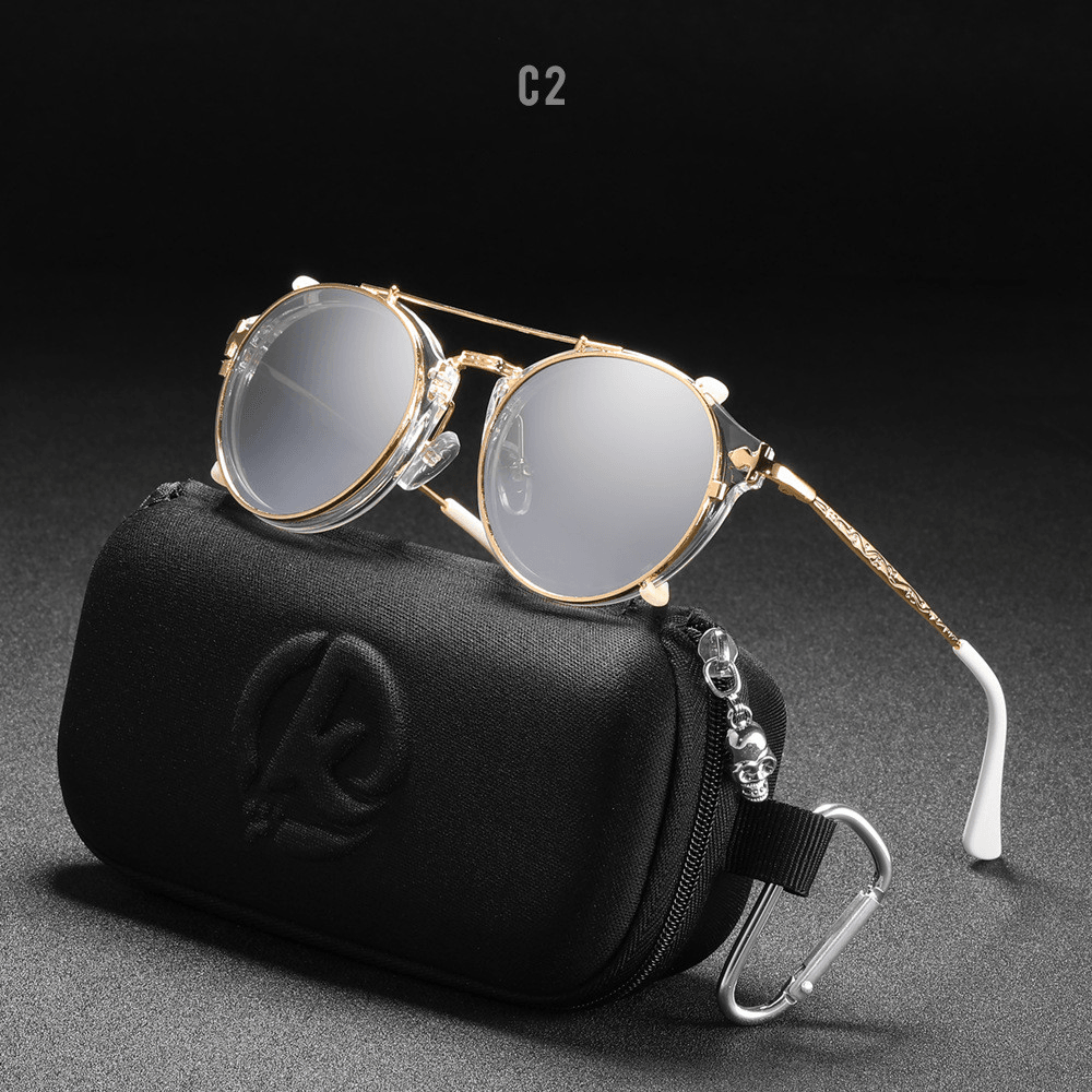 Metal round Ladies Outdoor Sunglasses Set Mirror