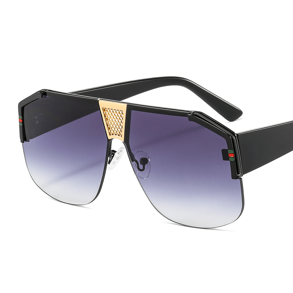 Large Black Sunglasses with Metal Frame
