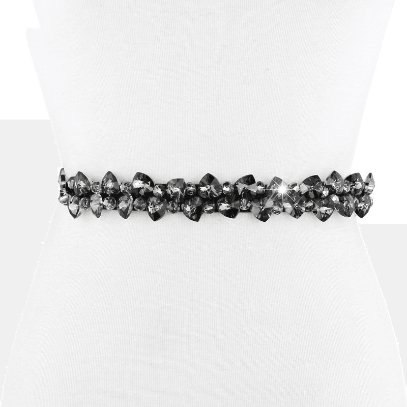 Decorative Skirt Belt Women's Fine Rhinestone Inlaid Elastic Waistband