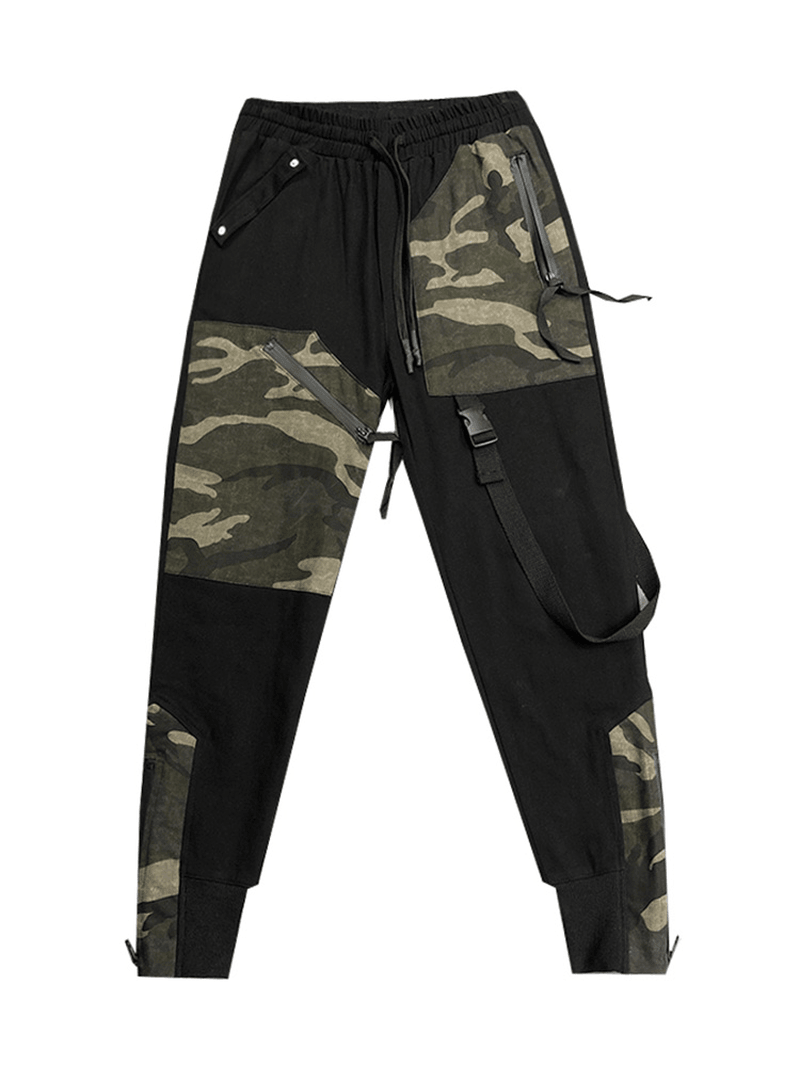 Functional Casual Overalls Camouflage Stitching Personality Slim