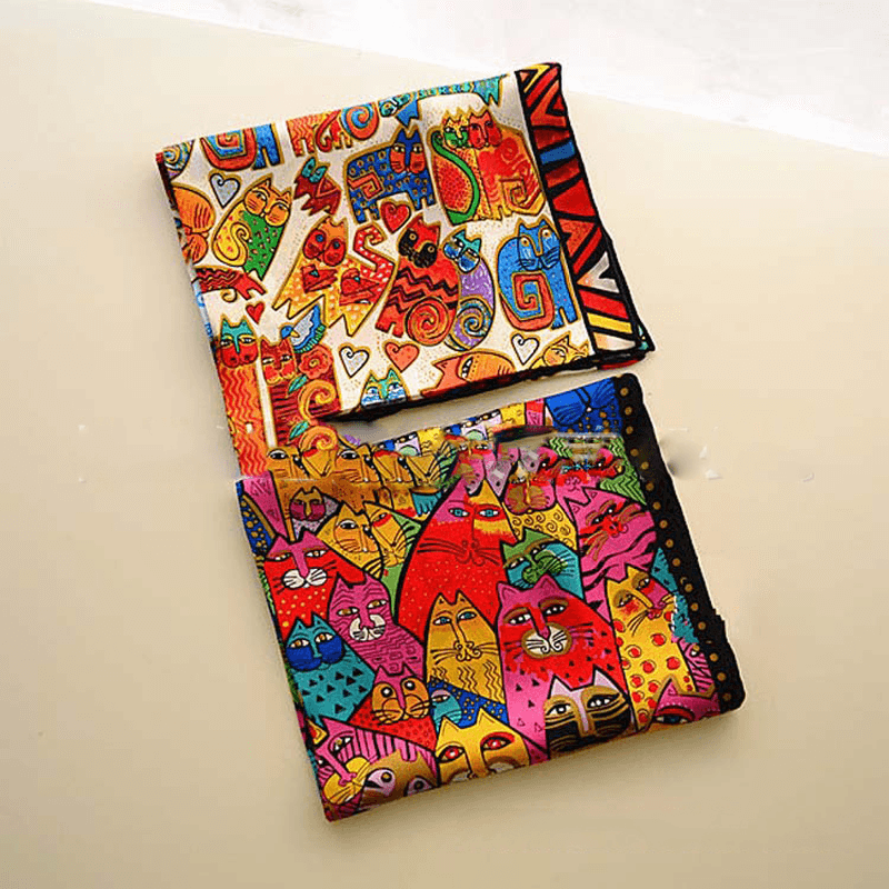 Fashionable Women's Rainbow Color Cat Silk Scarf