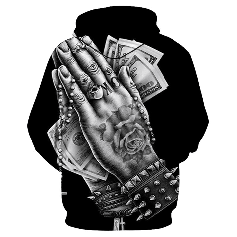 Harajuku Style Trend Digital Printing Hoodie Men