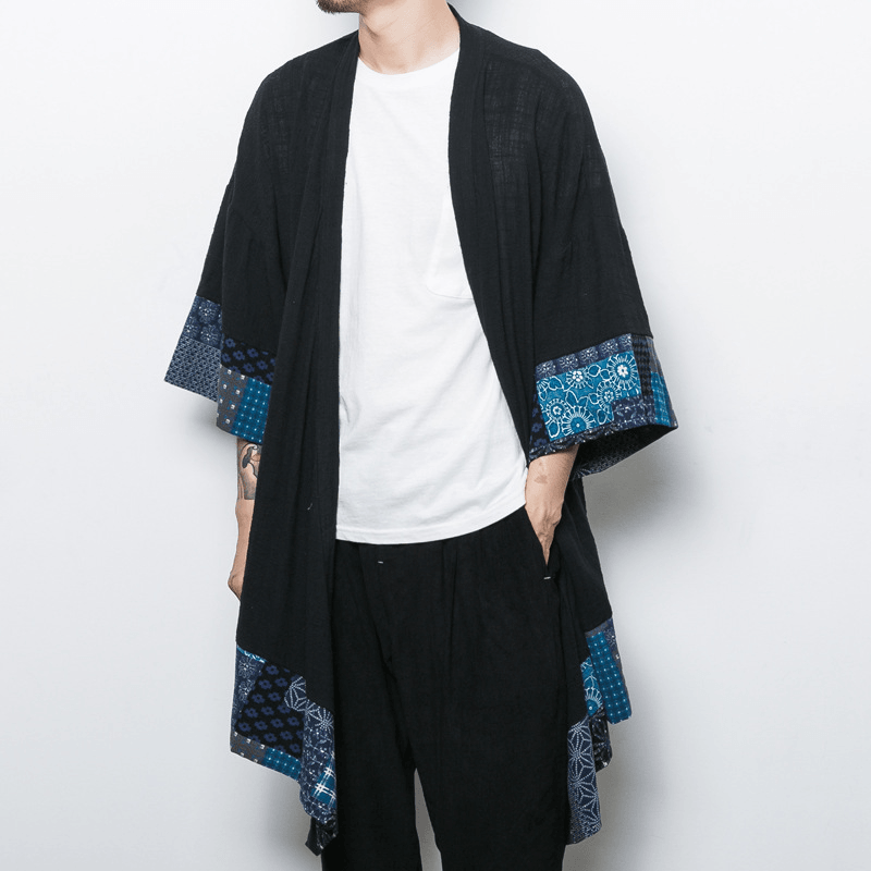Men's Loose Mid-Length Linen Trench Coat