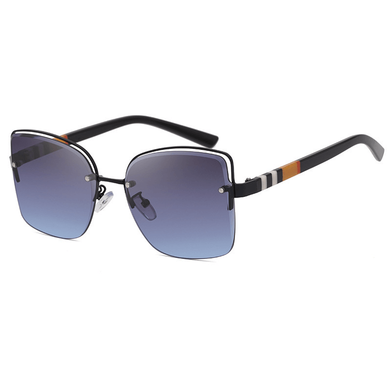 Fashion Big Frame Diamond Trim Sunglasses