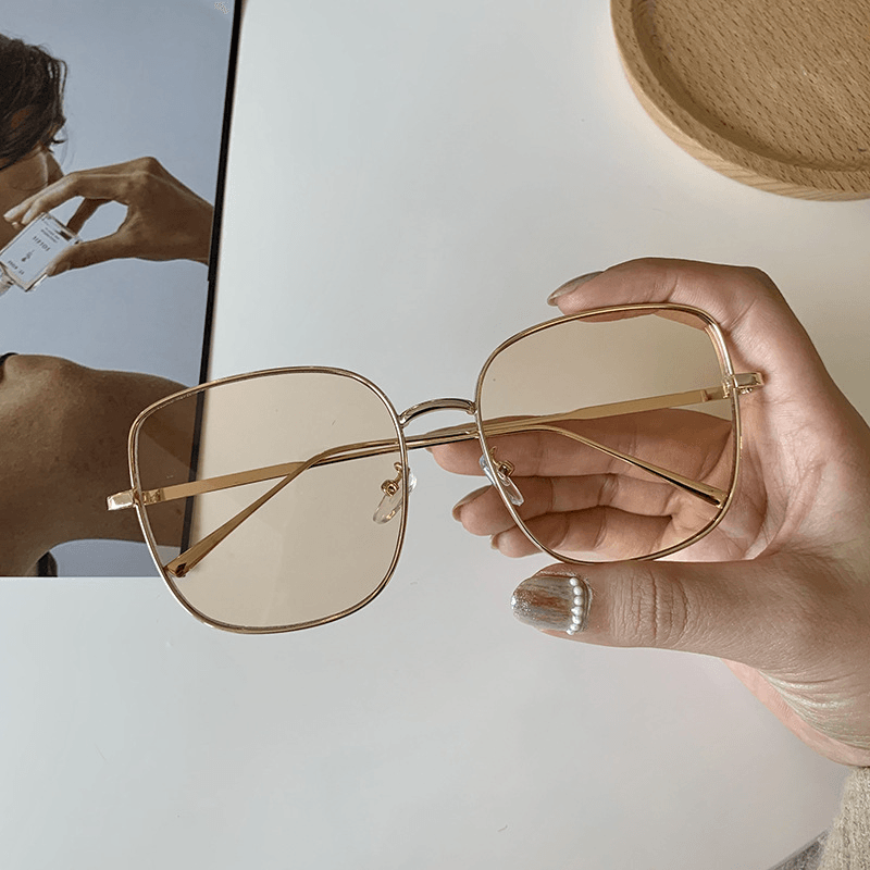 New Sunglasses Glasses Large Square Metal Shade Sunglasses
