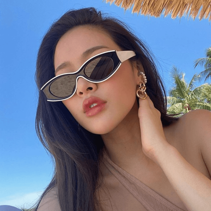 Cat Eye Retro Oval Dot Paint Sunglasses