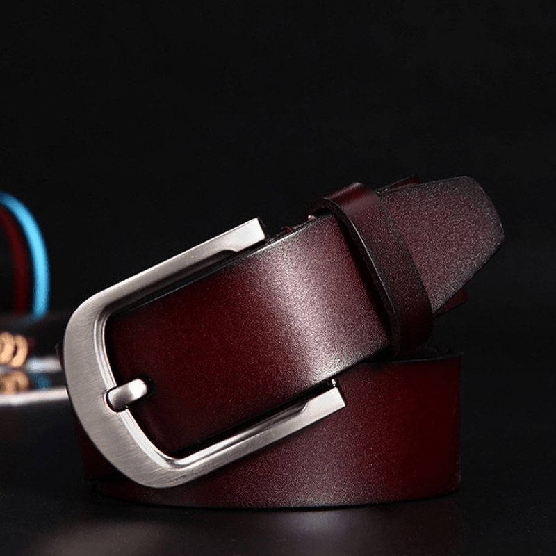 Korean Style Trend of Casual Retro Pants Pure Cowhide Leather Belt