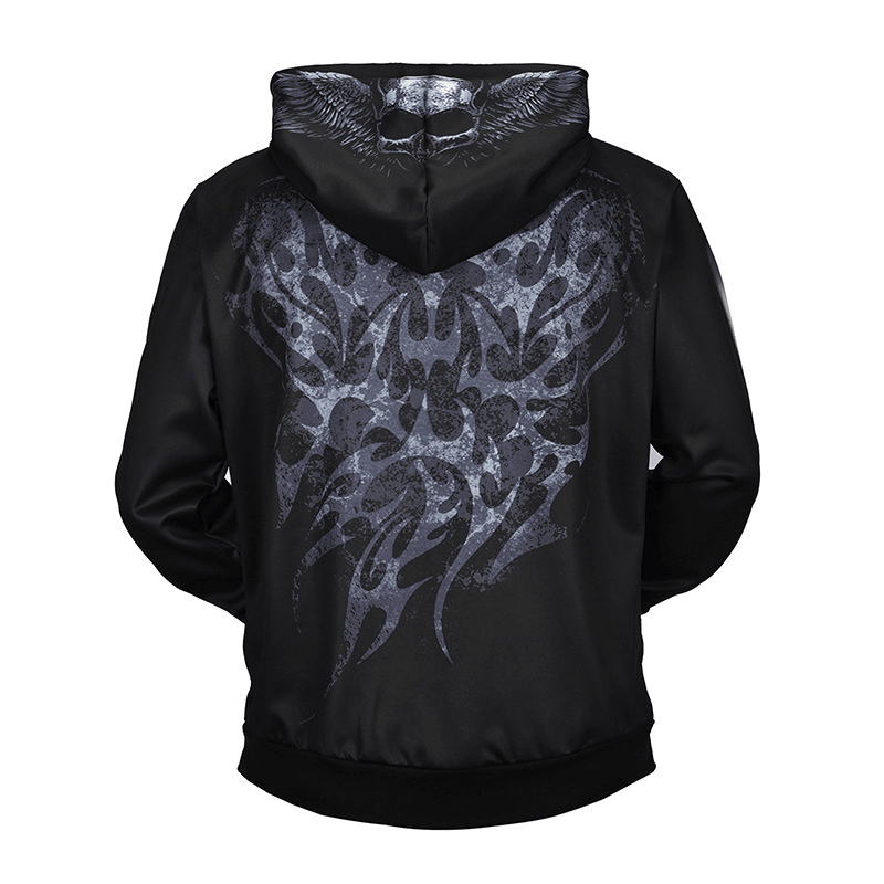 Creative Fake Two-Piece Skull 3D Printing Casual Sports Men's and Women's Hoodie Pullover Sweater