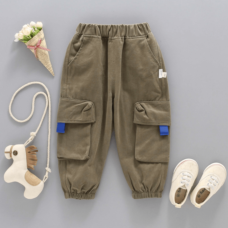 Boys' Pants Children's and Boys' Spring Solid Color Overalls