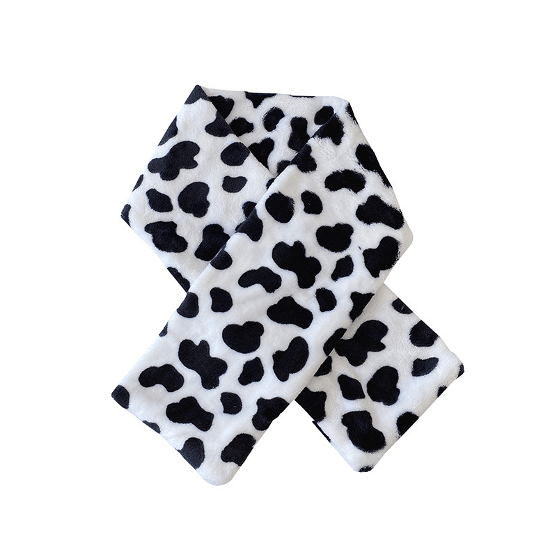 Cute Cow Scarf Thicken Warm Plush Cross Bib for Lovers