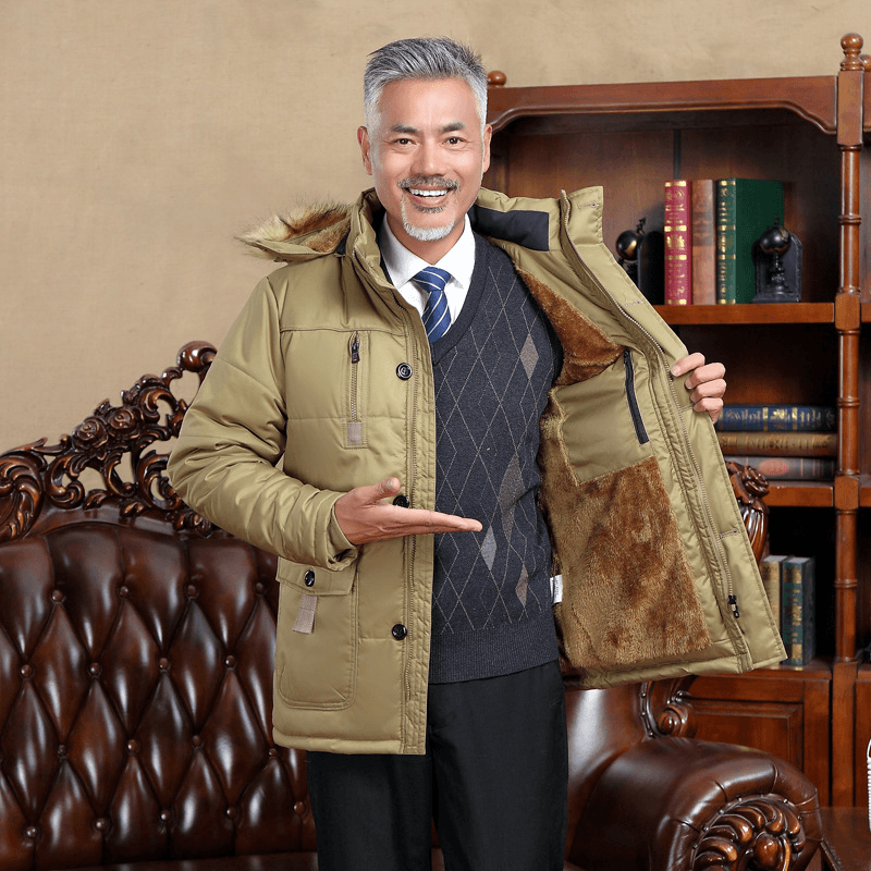 Dad Coat plus Velvet Thick Loose Large Size