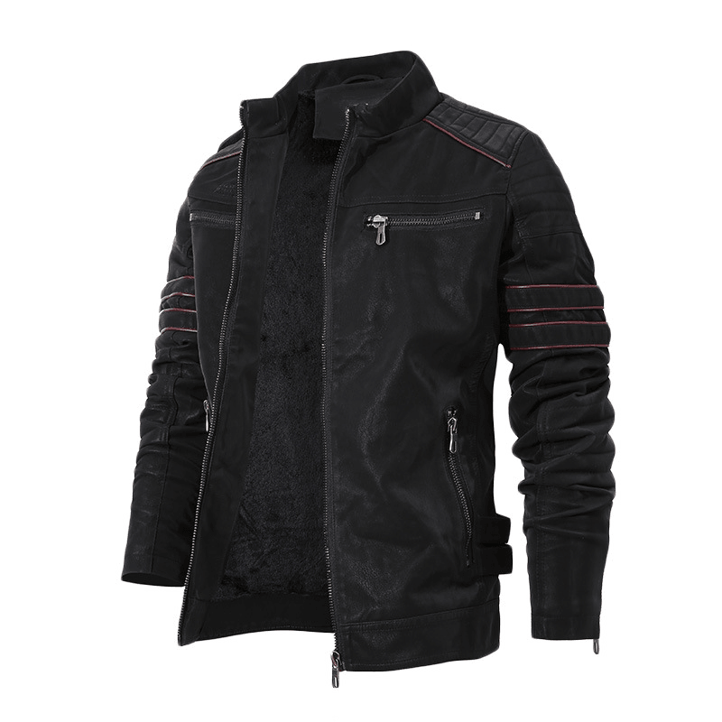 Men's Autumn and Winter Fleece Faux Leather Jacket