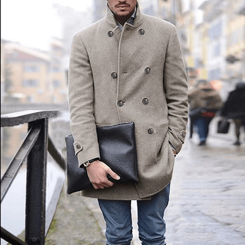 Men's British Men's Mid-Length Long-Sleeved Coat
