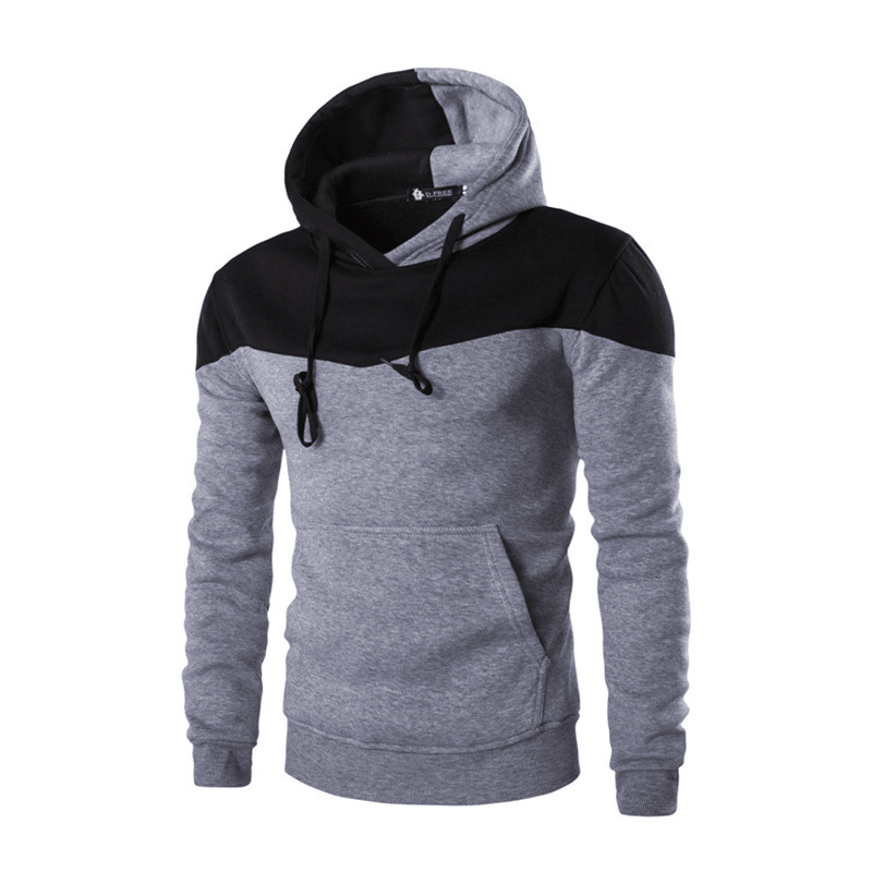 Men's Loose Color Matching Stitching Hooded Sweater