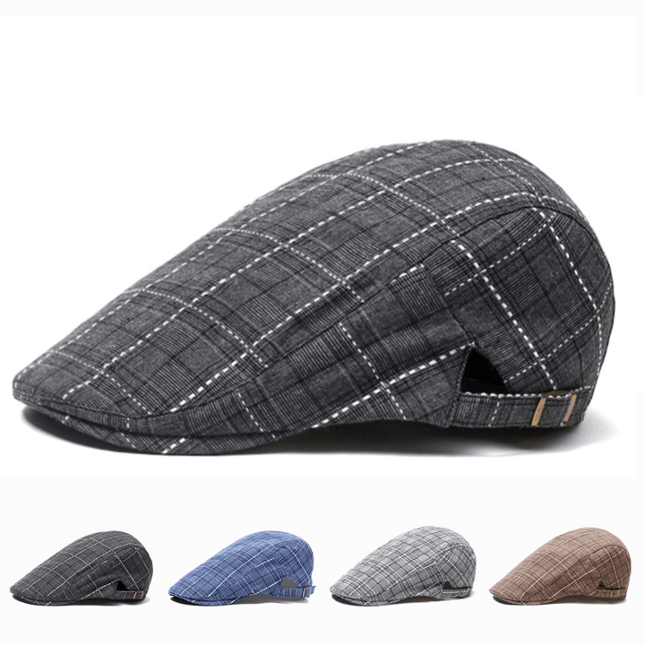 Peaked Cap Forward Cap Plaid Baseball Cap Visor Beret Sun Hat - MRSLM