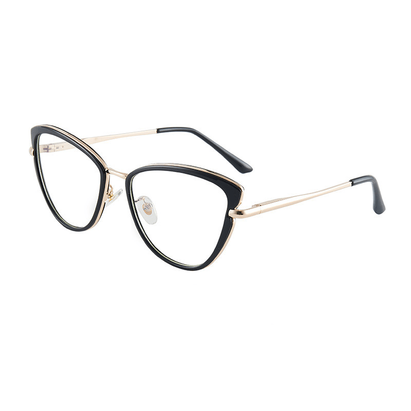 Eyeglass Frame Cat Eye Flat Mirror Plain Blue Light Block