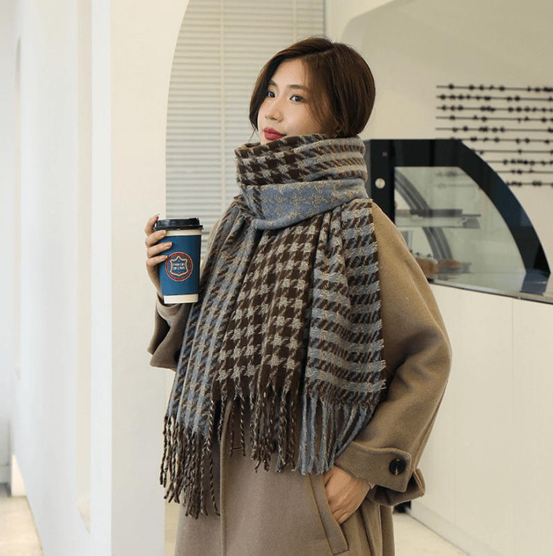 Fashion Color Matching Imitation Cashmere Padded Warm Scarf