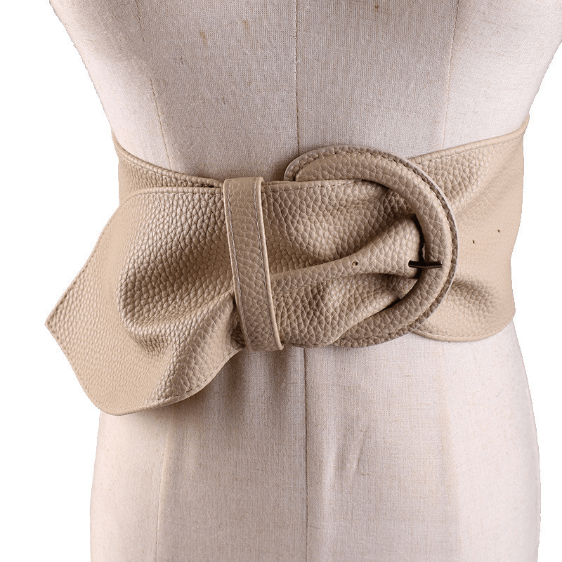 Retro Fashion Wide Belt Ladies Simple All-Match Coat Belt Accessories Pin Buckle Decoration Waist Black