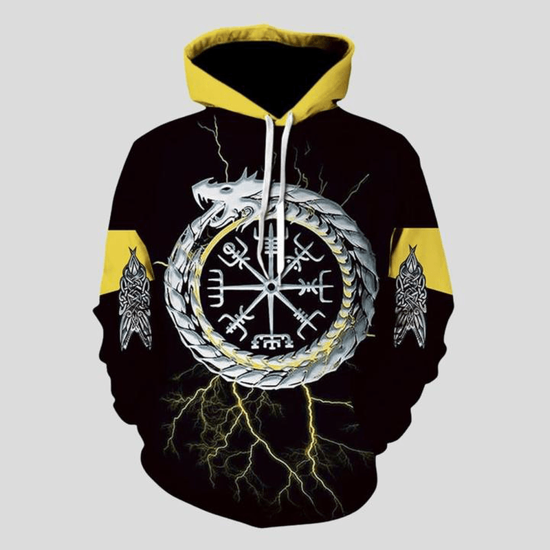 Men's Loose Printed Pullover Hoodie
